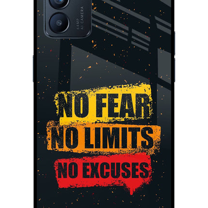 No Fear No Limits No Excuse Oppo Reno6 5G Glass Case Back Cover by Casekaro