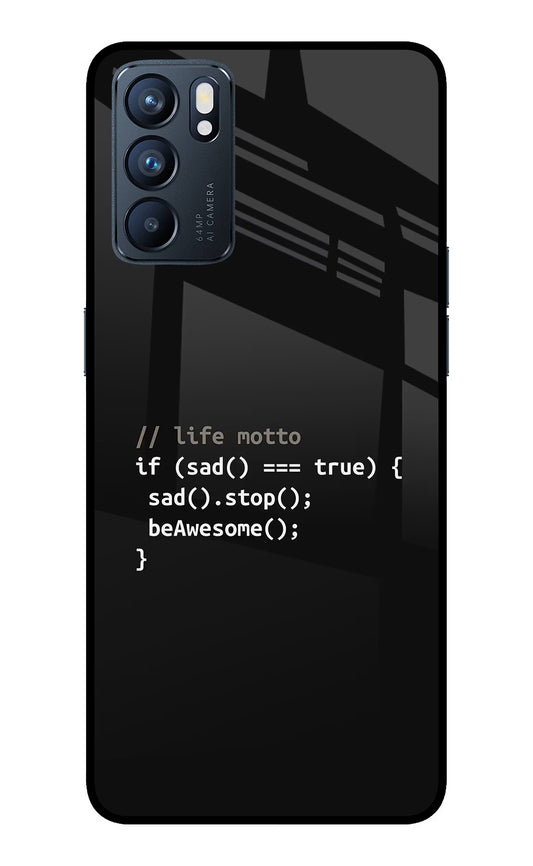 Life Motto Code Oppo Reno6 5G Glass Case