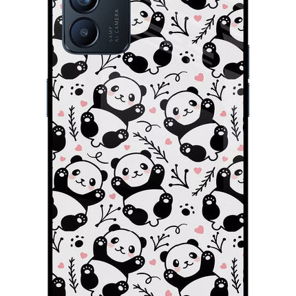 Cute Panda Oppo Reno6 5G Glass Case Back Cover by Casekaro