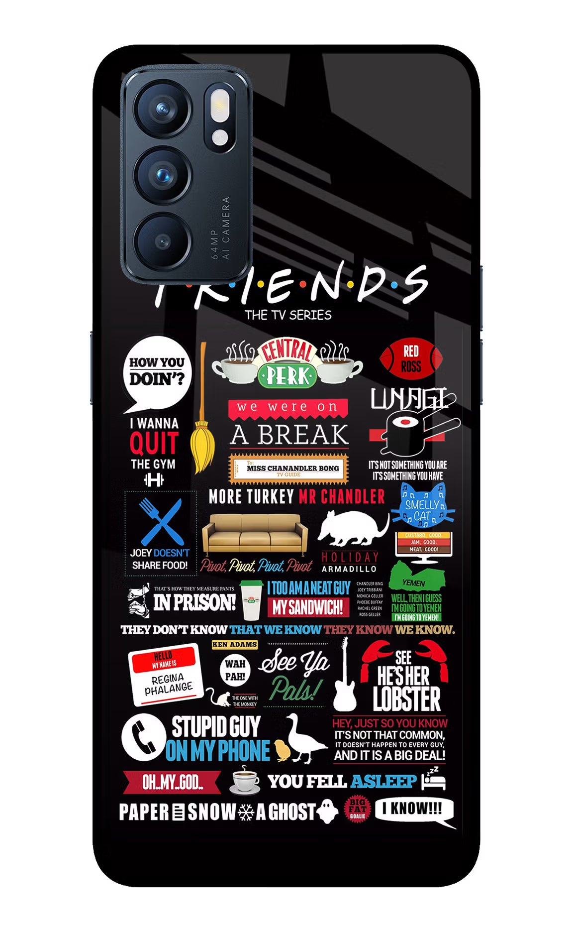 FRIENDS Oppo Reno6 5G Glass Case Back Cover by Casekaro
