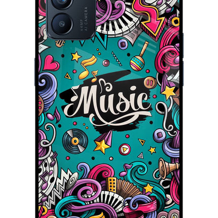 Music Graffiti Oppo Reno6 5G Glass Case Back Cover by Casekaro