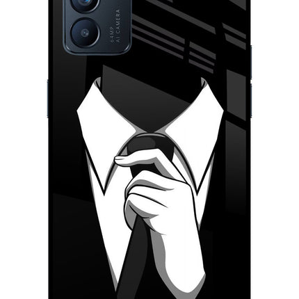 Black Tie Oppo Reno6 5G Glass Case Back Cover by Casekaro