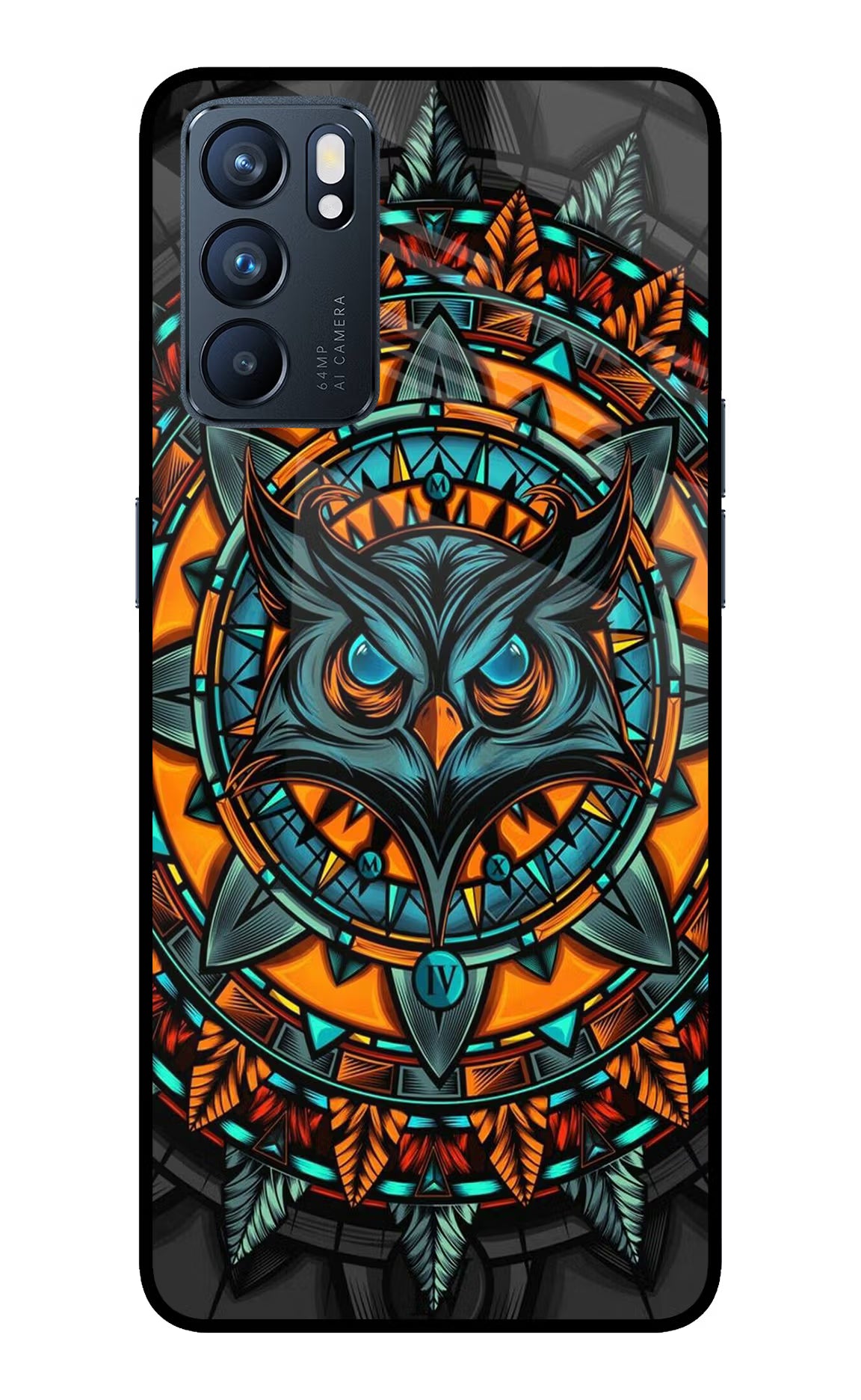 Angry Owl Art Oppo Reno6 5G Glass Case Back Cover by Casekaro