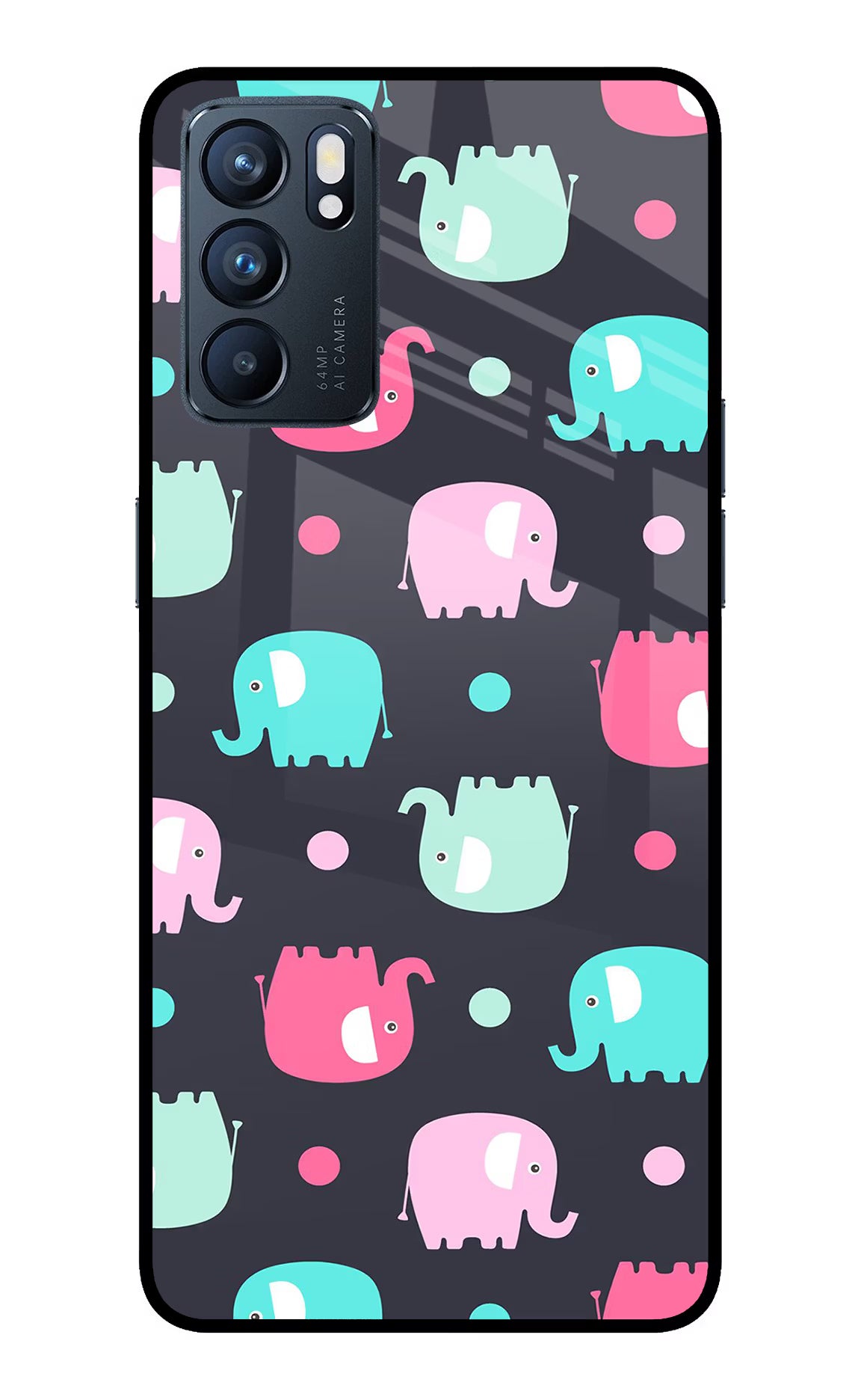 Elephants Oppo Reno6 5G Glass Case