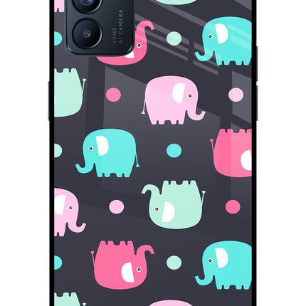 Elephants Oppo Reno6 5G Glass Case Back Cover by Casekaro
