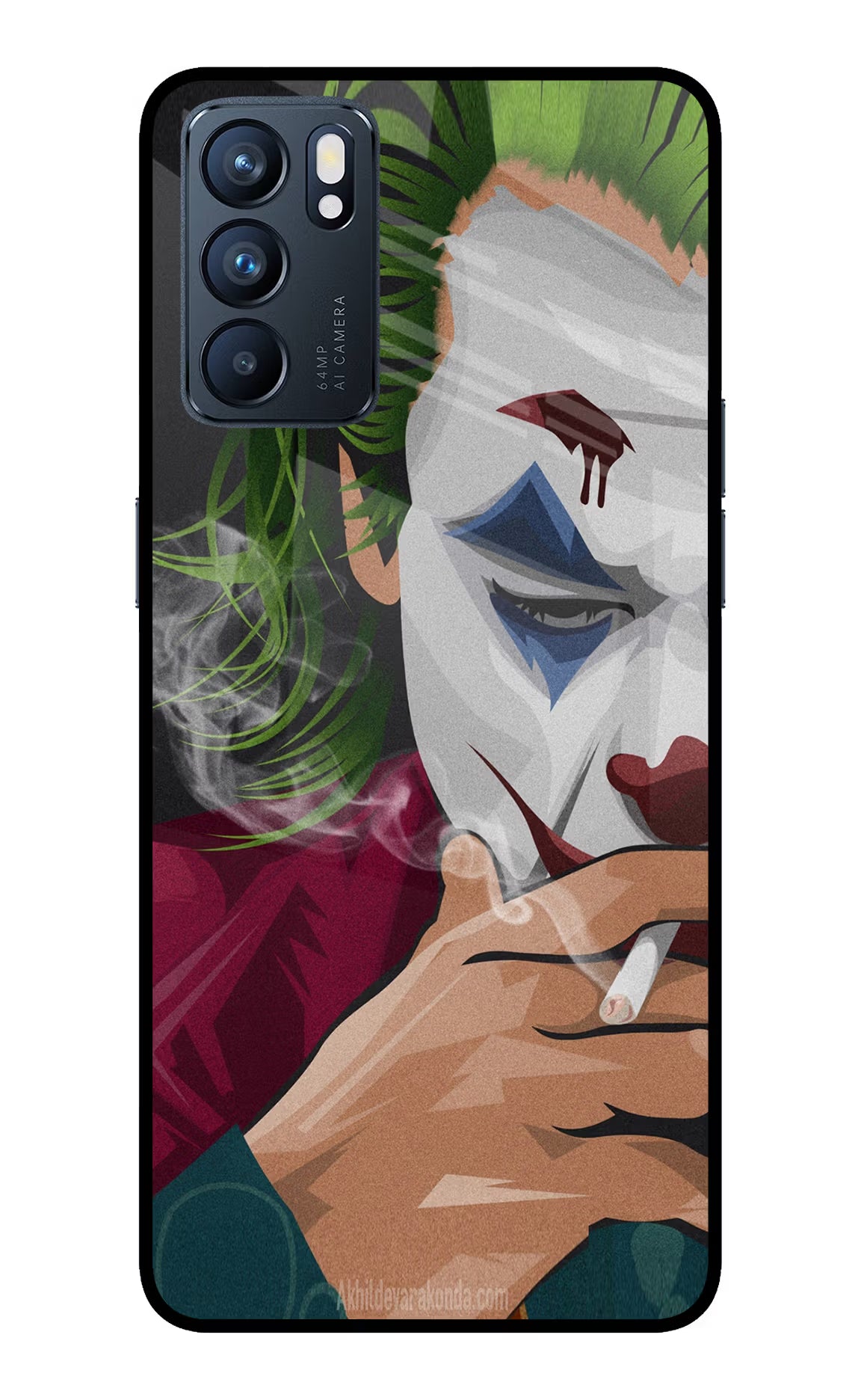 Joker Smoking Oppo Reno6 5G Glass Case Back Cover by Casekaro