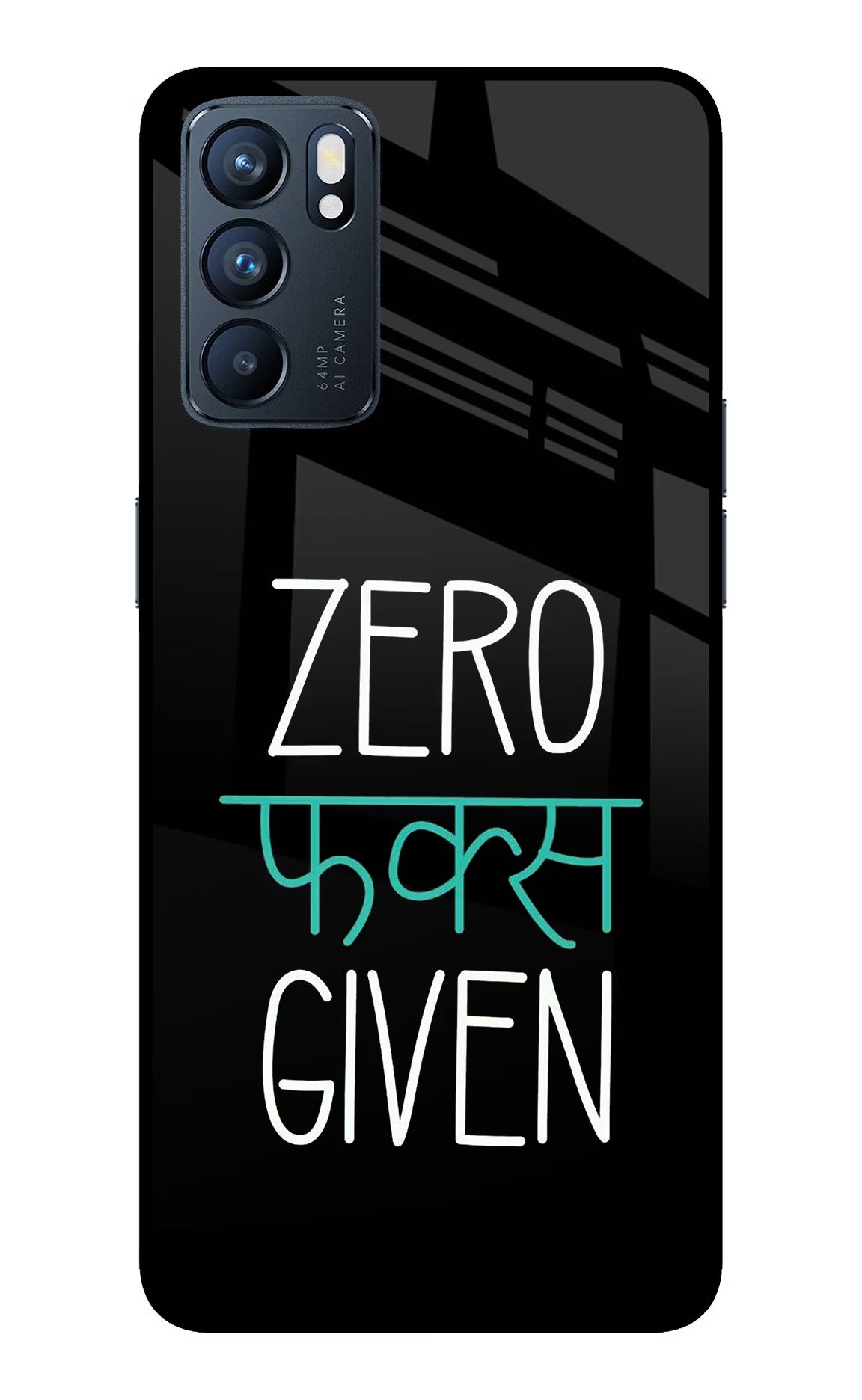 Zero Fucks Given Oppo Reno6 5G Glass Case Back Cover by Casekaro