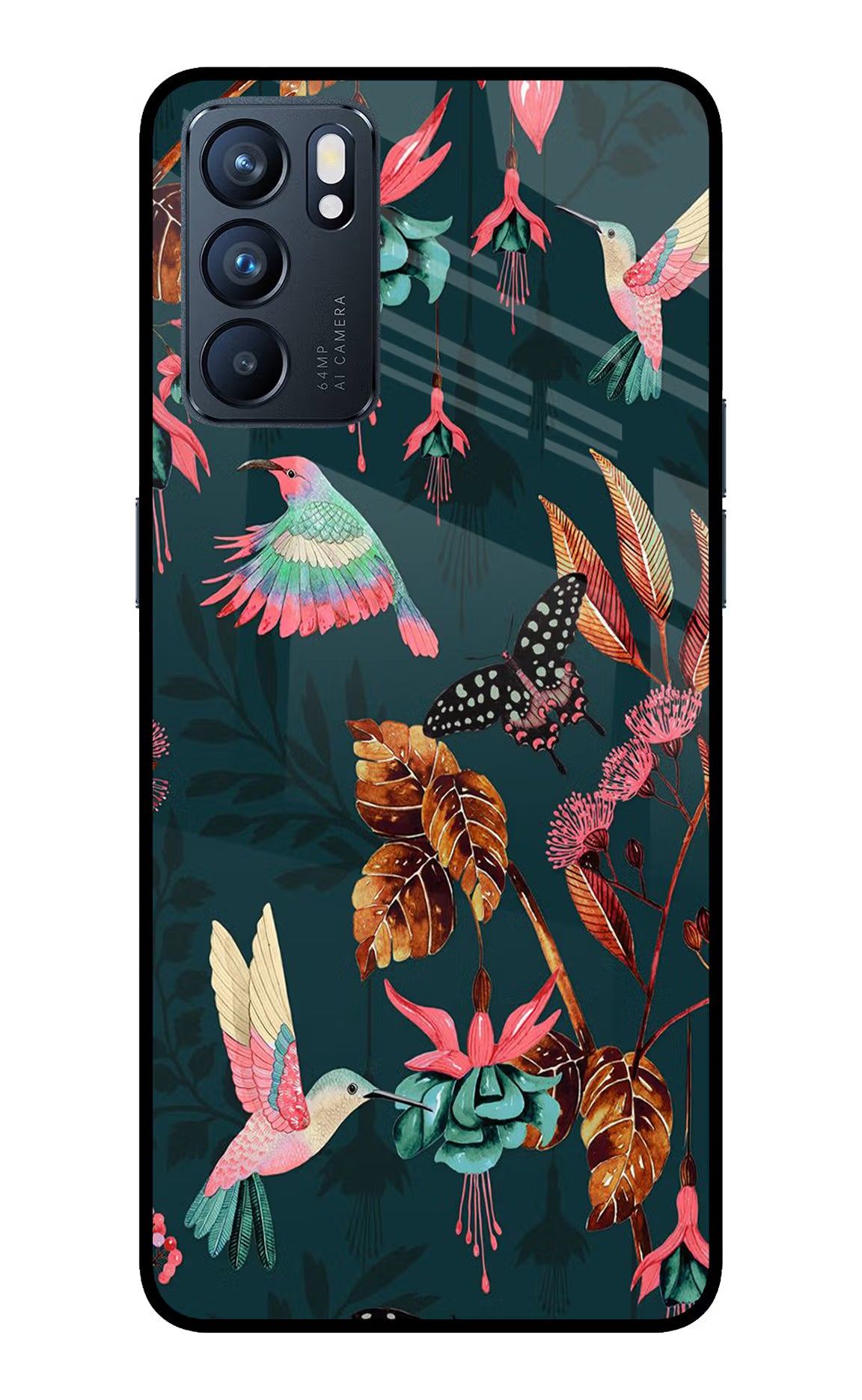 Birds Oppo Reno6 5G Glass Case Back Cover by Casekaro