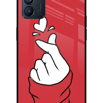 Korean Love Sign Oppo Reno6 5G Glass Case Back Cover by Casekaro