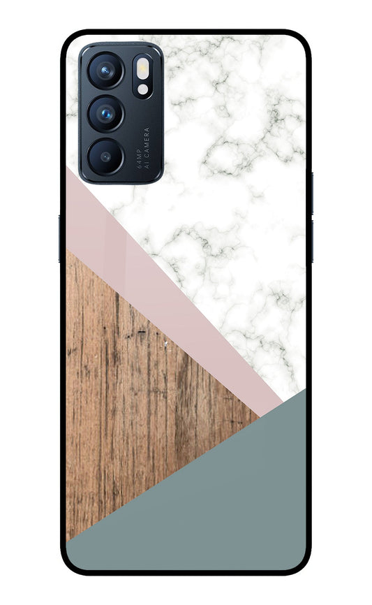 Marble wood Abstract Oppo Reno6 5G Glass Case