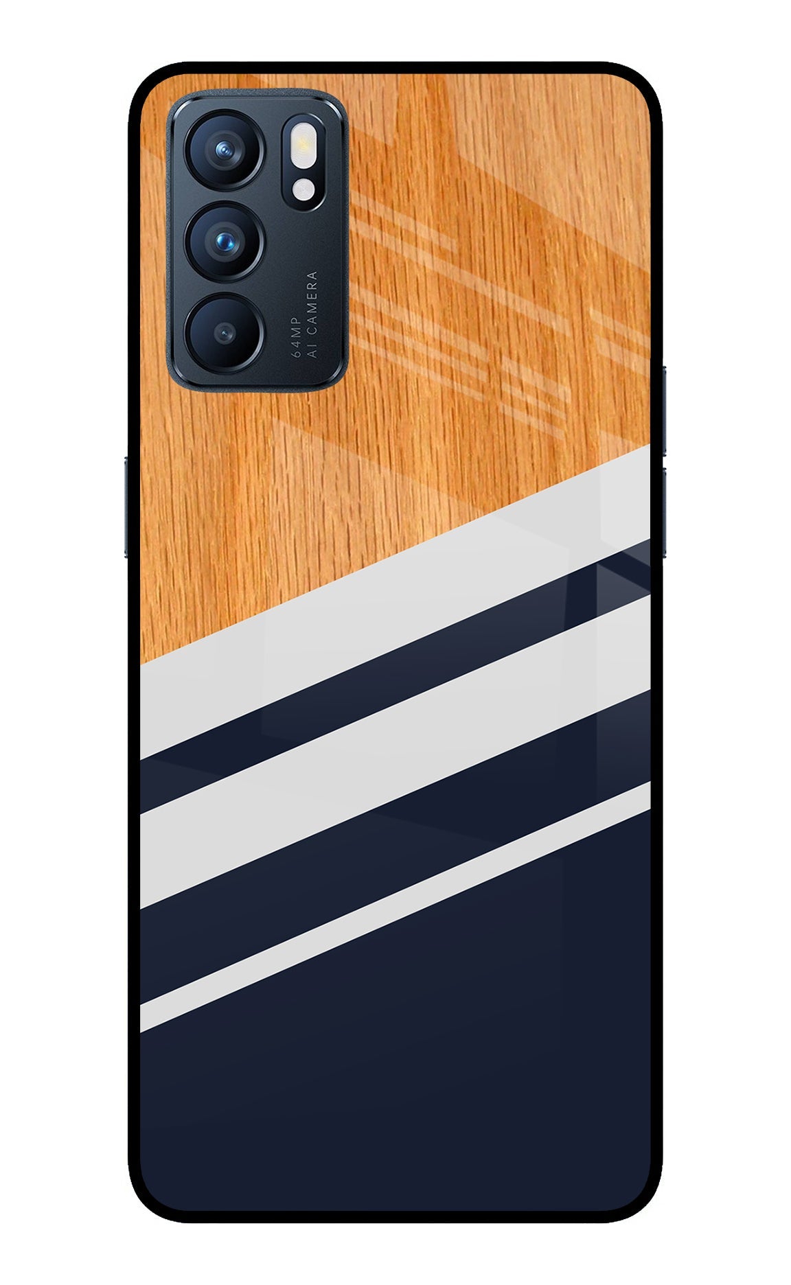 Blue and white wooden Oppo Reno6 5G Back Cover