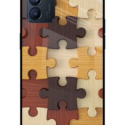 Wooden Puzzle Oppo Reno6 5G Glass Case Back Cover by Casekaro