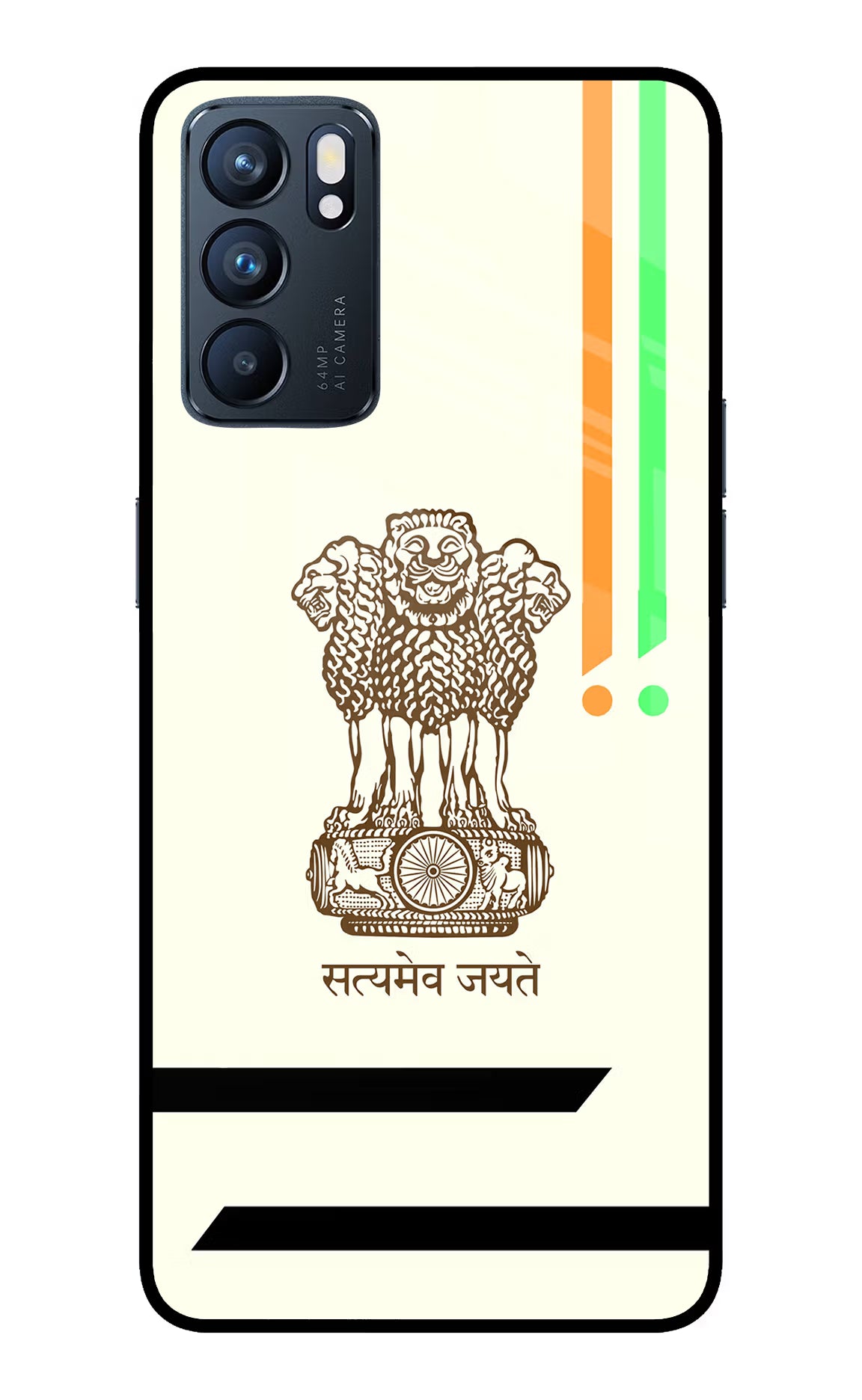 Satyamev Jayate Brown Logo Oppo Reno6 5G Glass Case