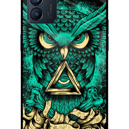 Green Owl Oppo Reno6 5G Glass Case Back Cover by Casekaro