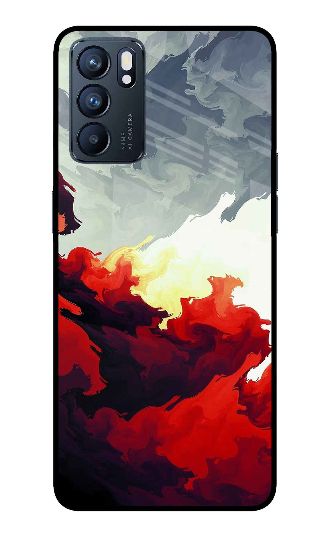 Fire Cloud Oppo Reno6 5G Glass Case
