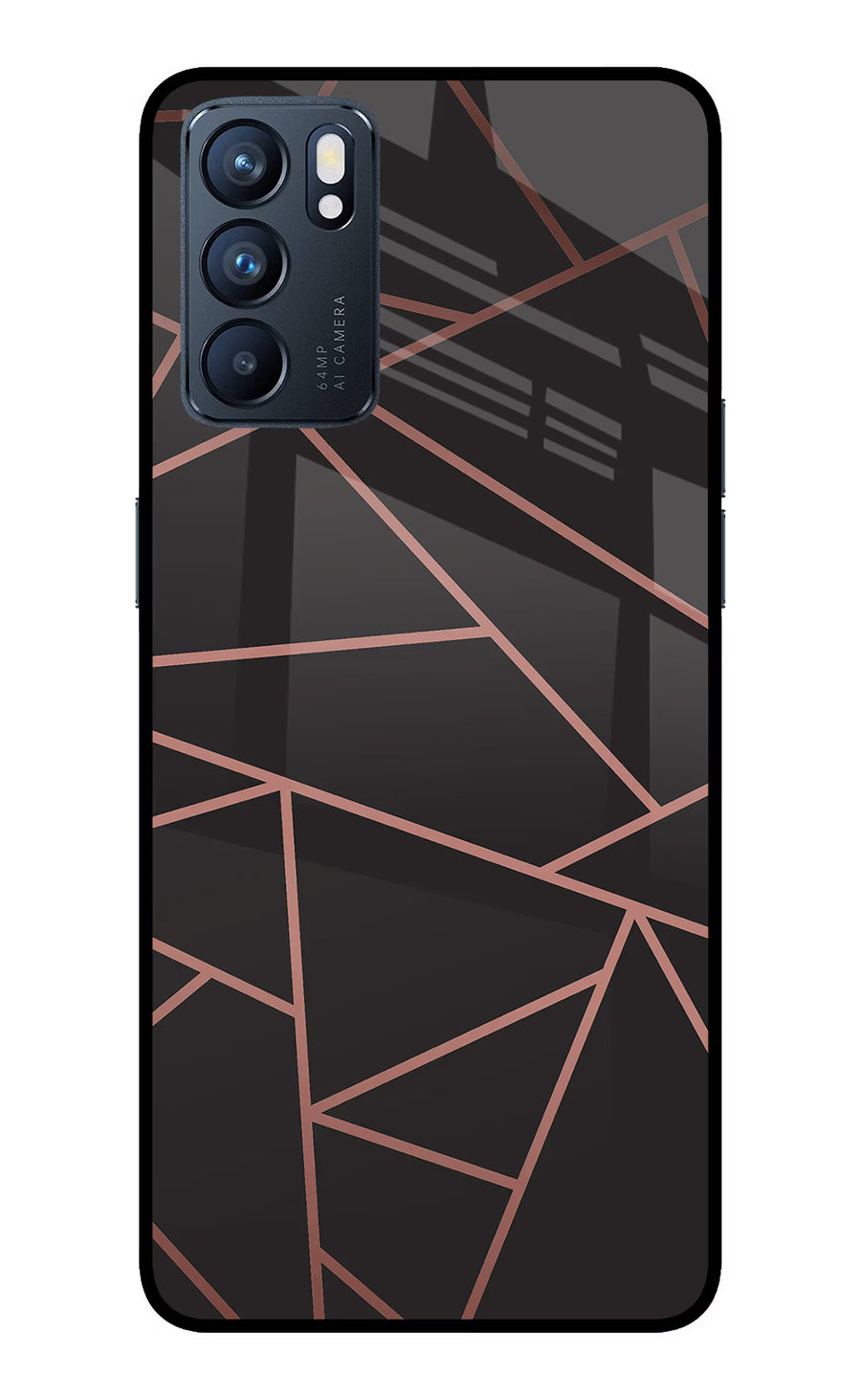 Geometric Pattern Oppo Reno6 5G Back Cover, Glass case