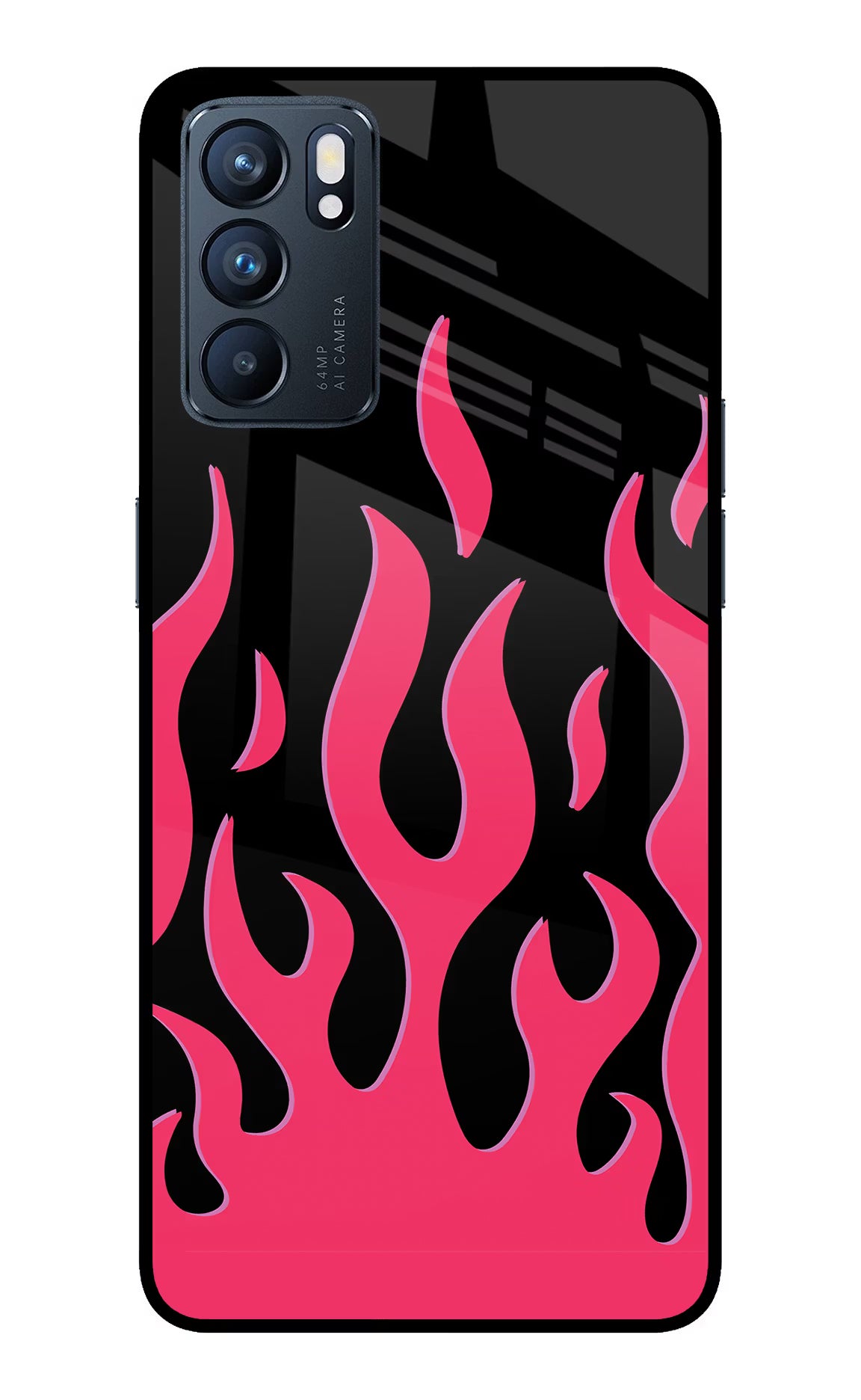 Fire Flames Oppo Reno6 5G Glass Case Back Cover by Casekaro