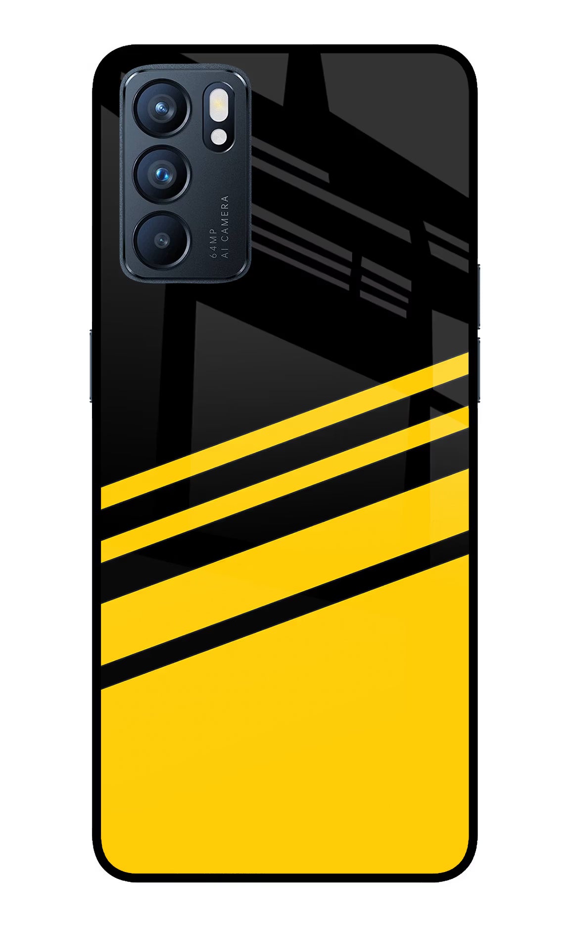 Yellow Shades Oppo Reno6 5G Glass Case Back Cover by Casekaro