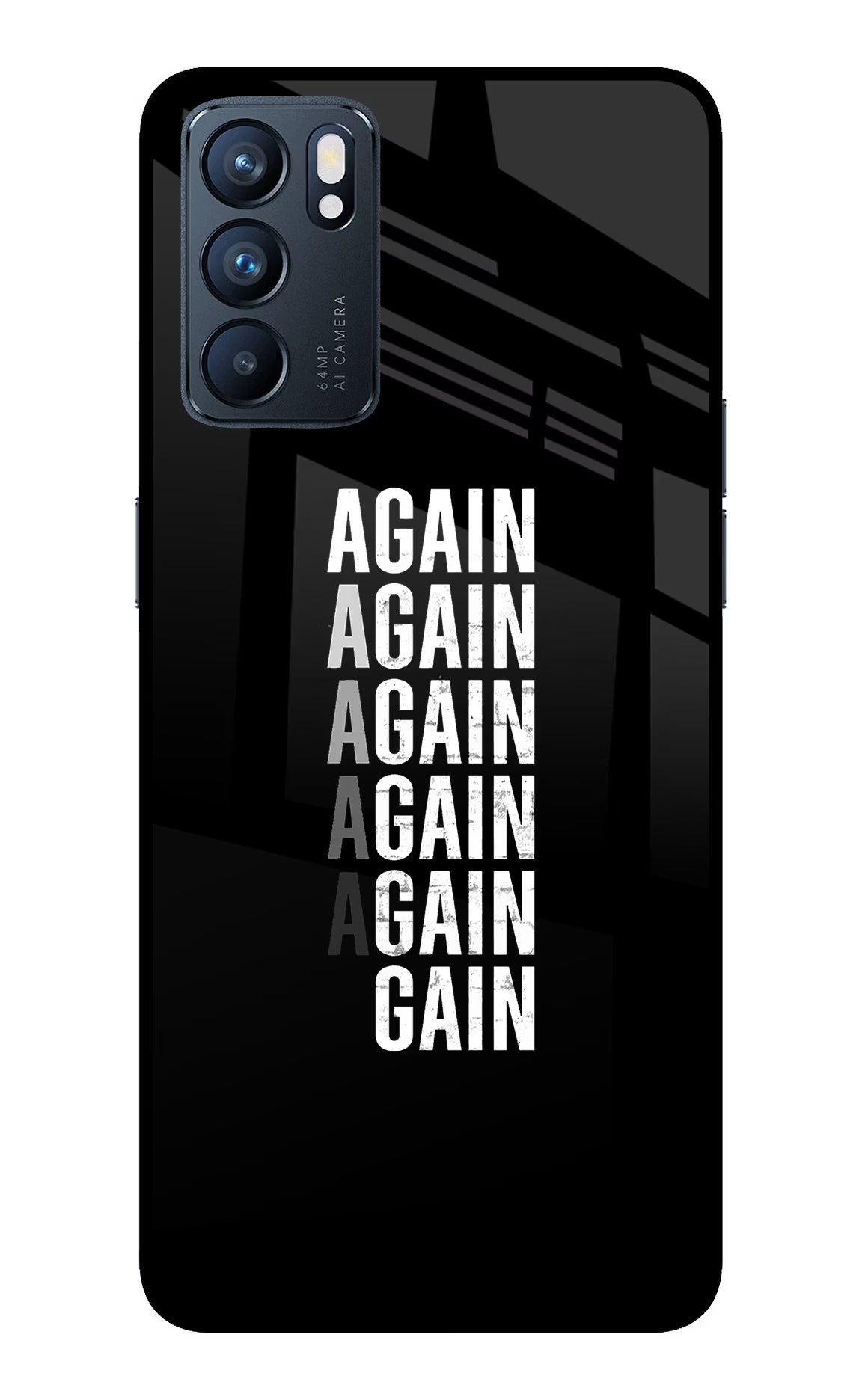 Again Again Gain Oppo Reno6 5G Glass Case Back Cover by Casekaro