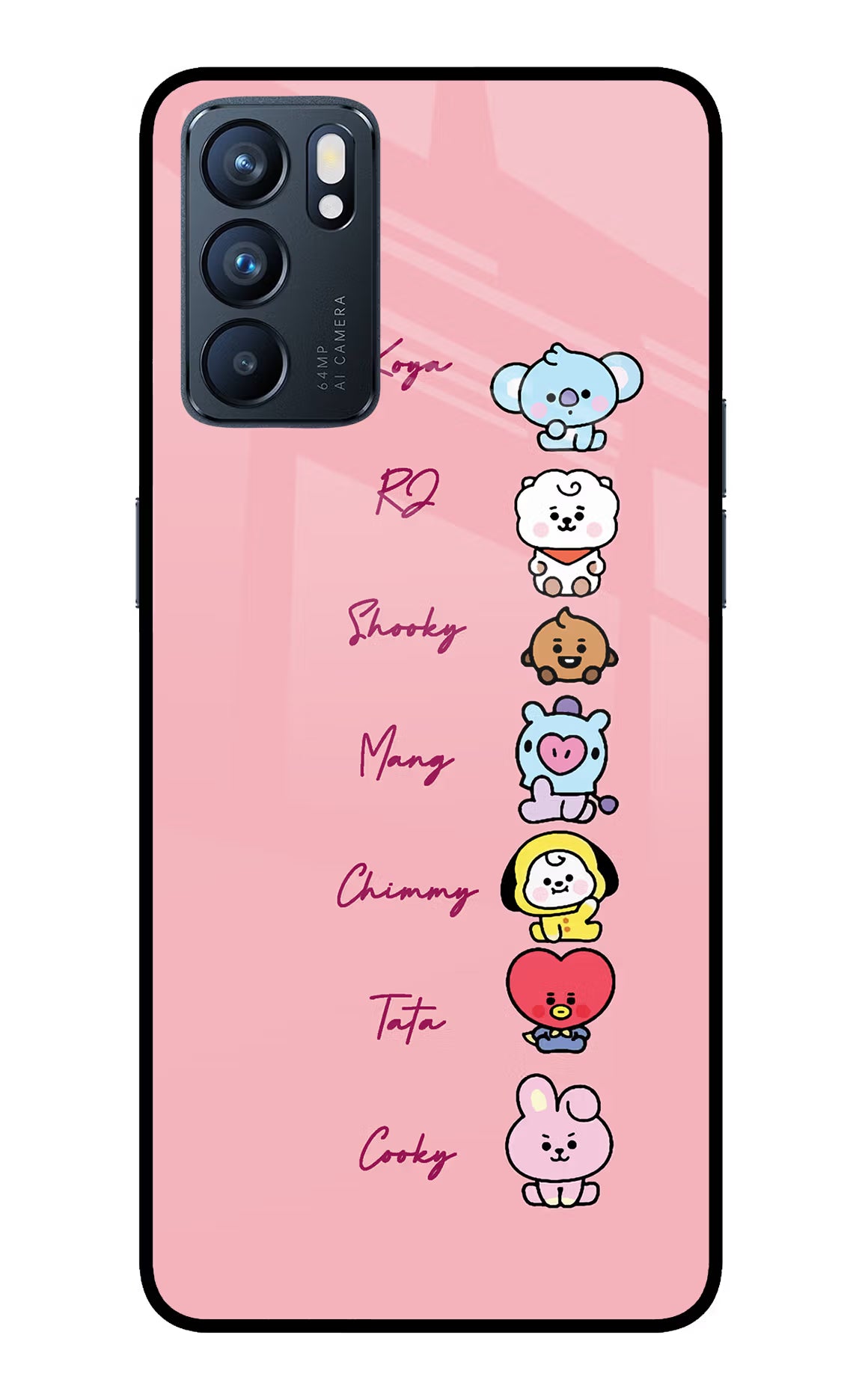 BTS names Oppo Reno6 5G Glass Case Back Cover by Casekaro