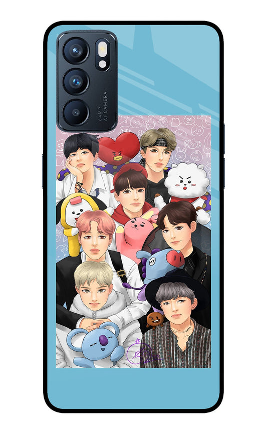 BTS with animals Oppo Reno6 5G Glass Case