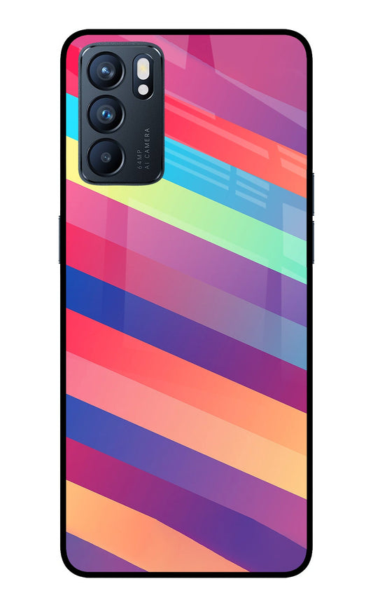 Stripes color Oppo Reno6 5G Glass Case