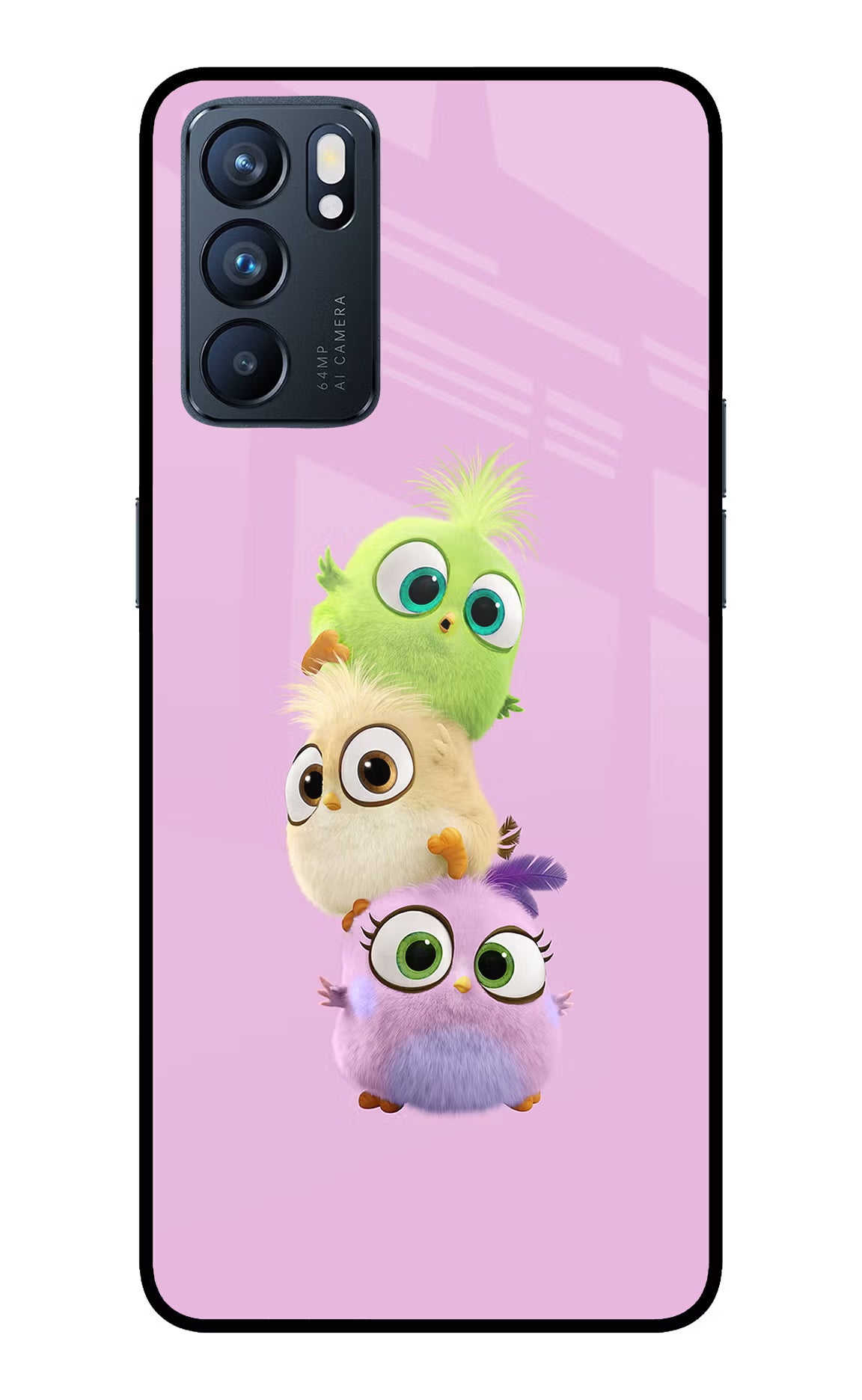 Cute Little Birds Oppo Reno6 5G Glass Case Back Cover by Casekaro