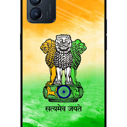 Satyamev Jayate Flag Oppo Reno6 5G Glass Case Back Cover by Casekaro
