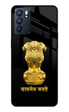 Satyamev Jayate Golden Oppo Reno6 5G Glass Case