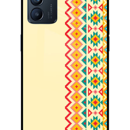 Ethnic Seamless Oppo Reno6 5G Glass Case Back Cover by Casekaro