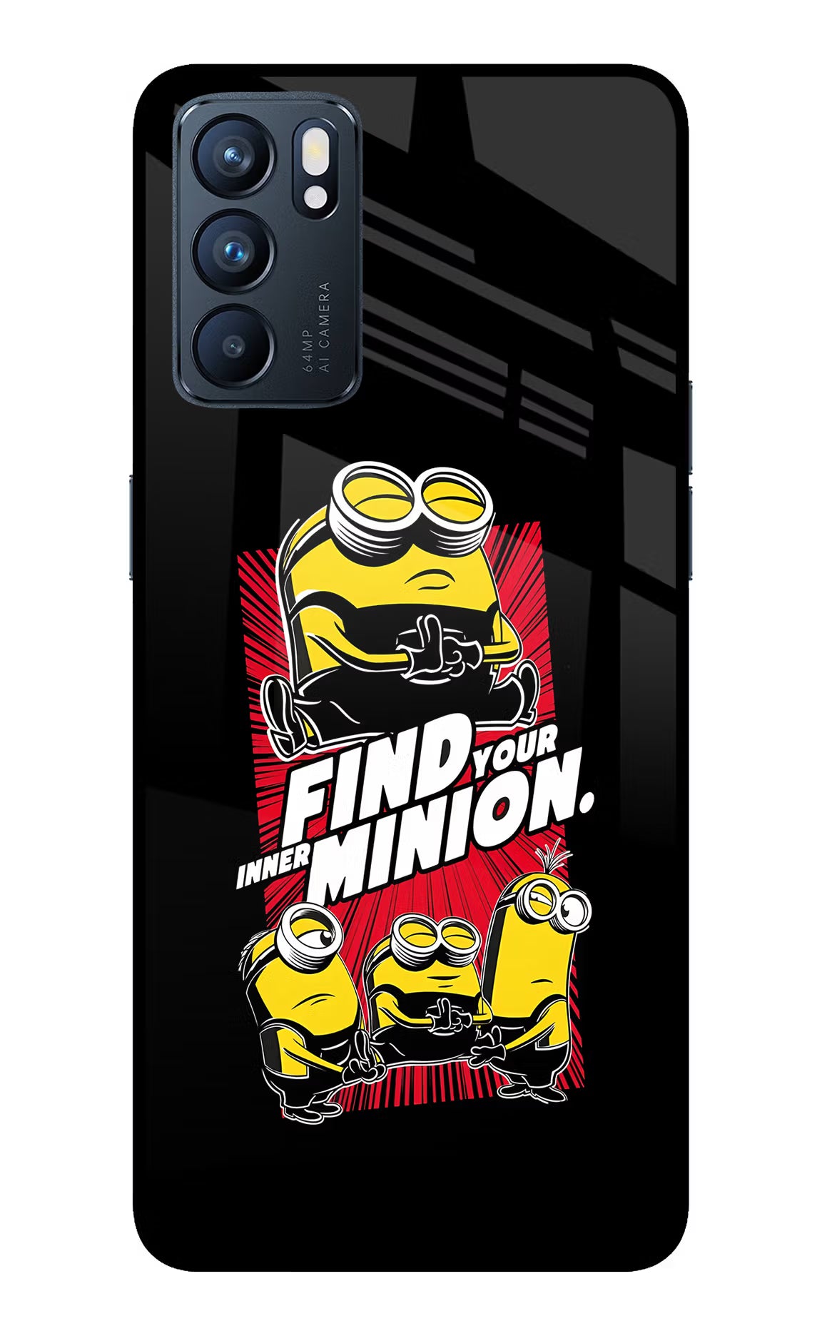 Find your inner Minion Oppo Reno6 5G Glass Case Back Cover by Casekaro