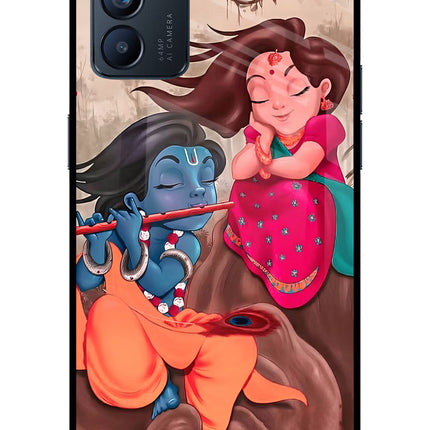 Radhe Krishna Oppo Reno6 5G Glass Case Back Cover by Casekaro