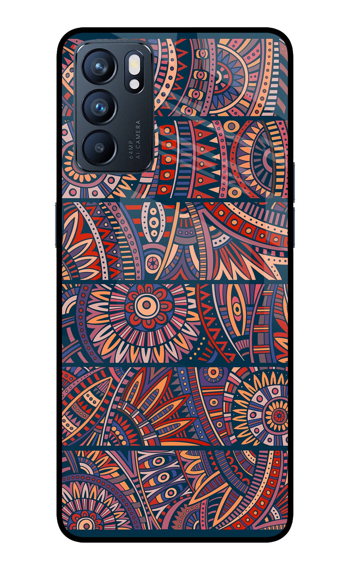 African Culture Design Oppo Reno6 5G Glass Case Back Cover by Casekaro