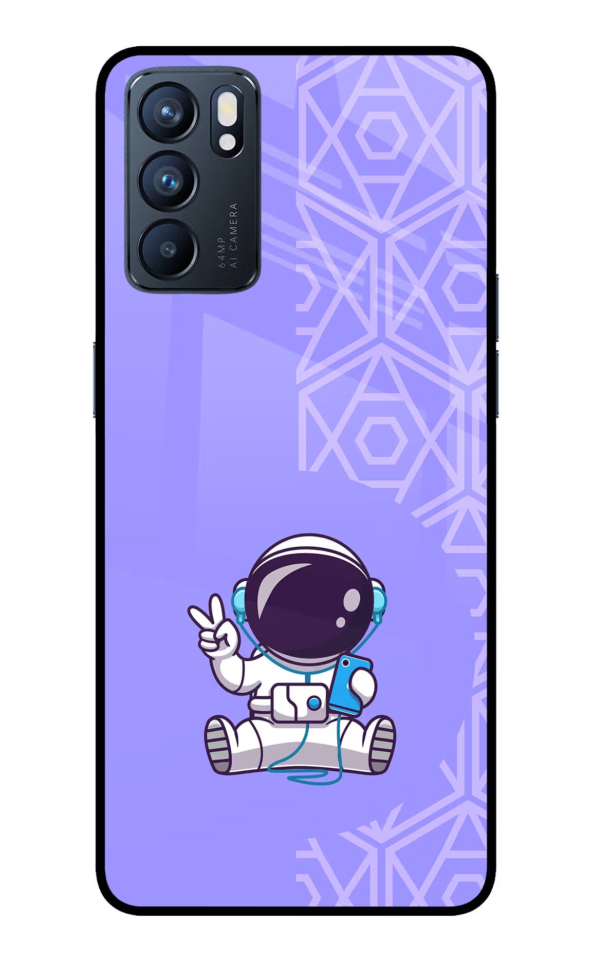 Cute Astronaut Chilling Oppo Reno6 5G Glass Case