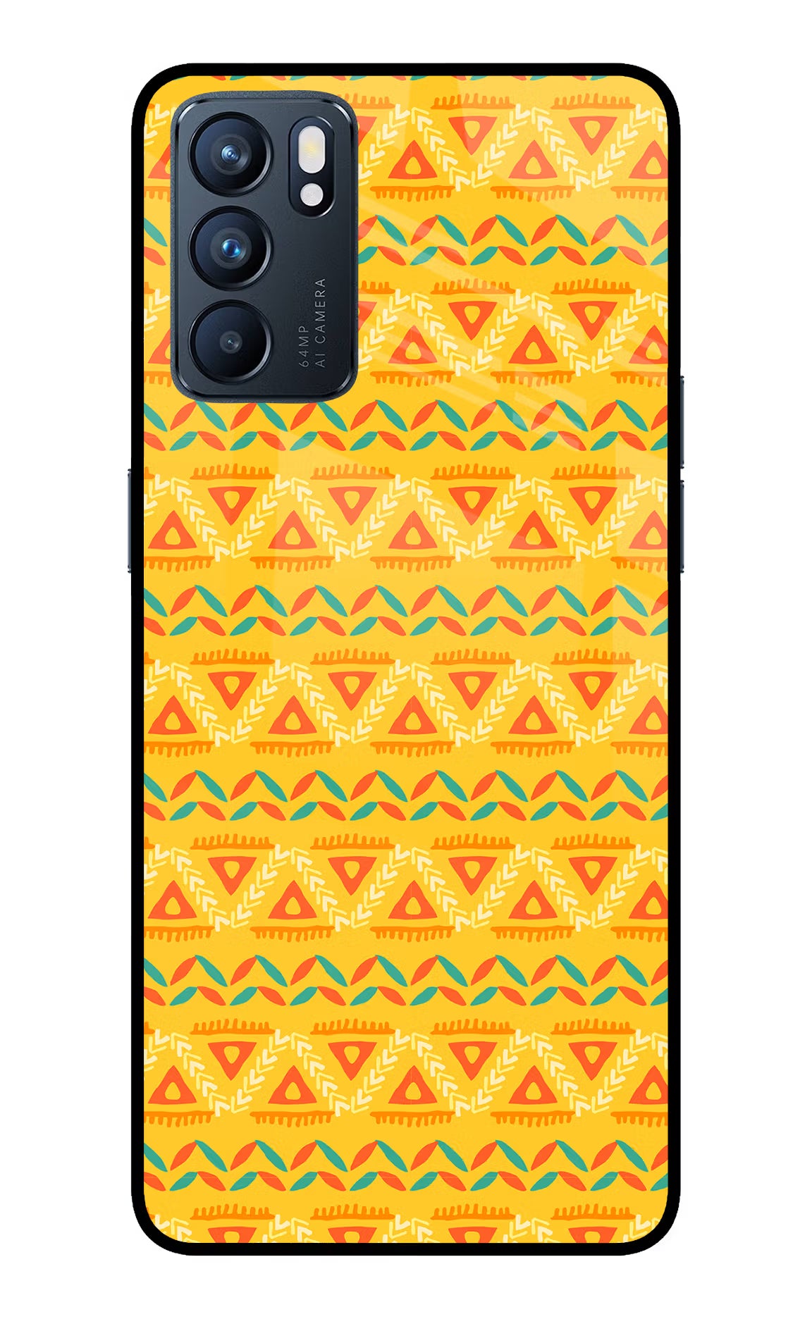 Tribal Pattern Oppo Reno6 5G Glass Case Back Cover by Casekaro
