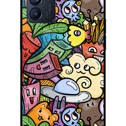 Veggie Doodle Oppo Reno6 5G Glass Case Back Cover by Casekaro
