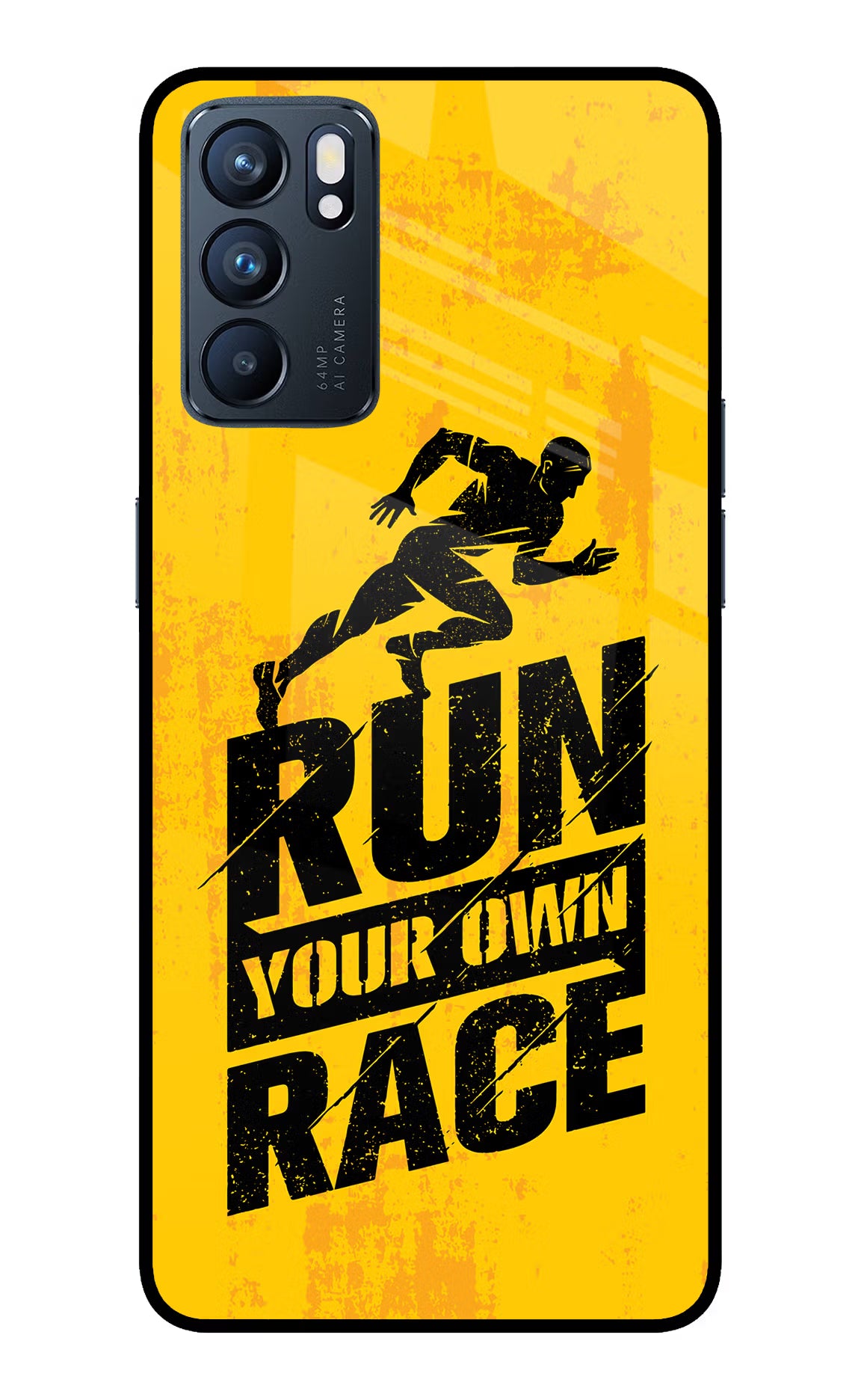Run Your Own Race Oppo Reno6 5G Glass Case Back Cover by Casekaro