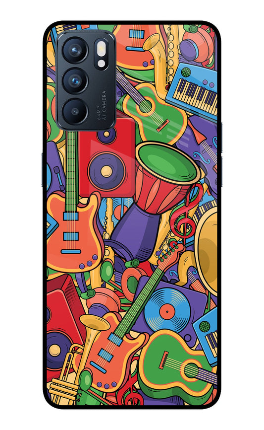 Music Instrument Doodle Oppo Reno6 5G Glass Case