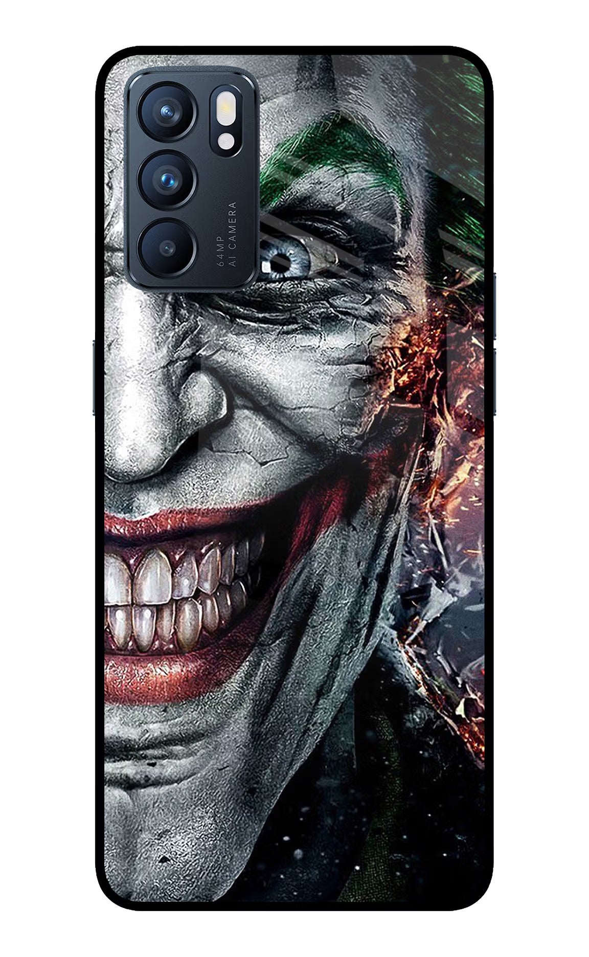 Joker Cam Oppo Reno6 5G Glass Case Back Cover by Casekaro
