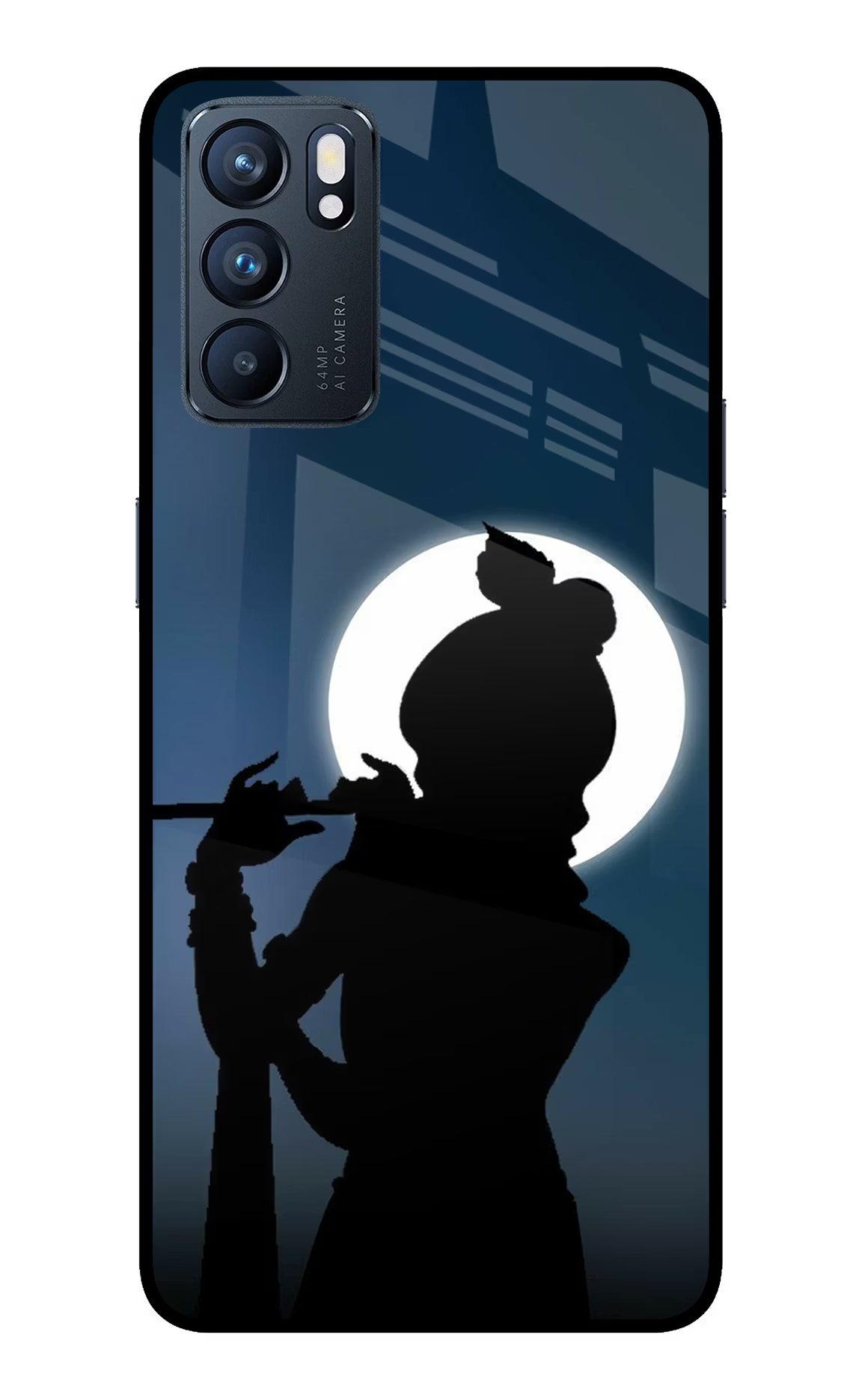 Shri Krishna Silhouette Oppo Reno6 5G Glass Case Back Cover by Casekaro