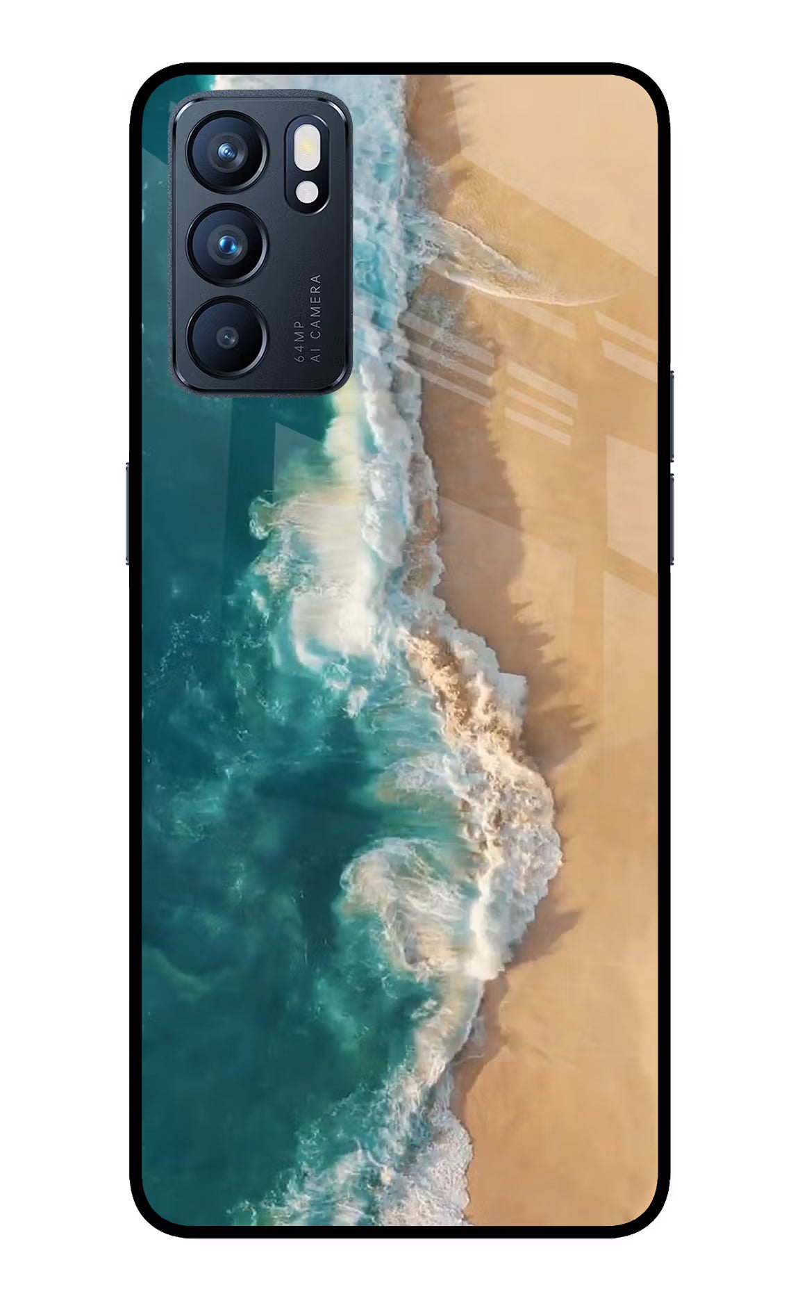 Ocean Beach Oppo Reno6 5G Glass Case Back Cover by Casekaro