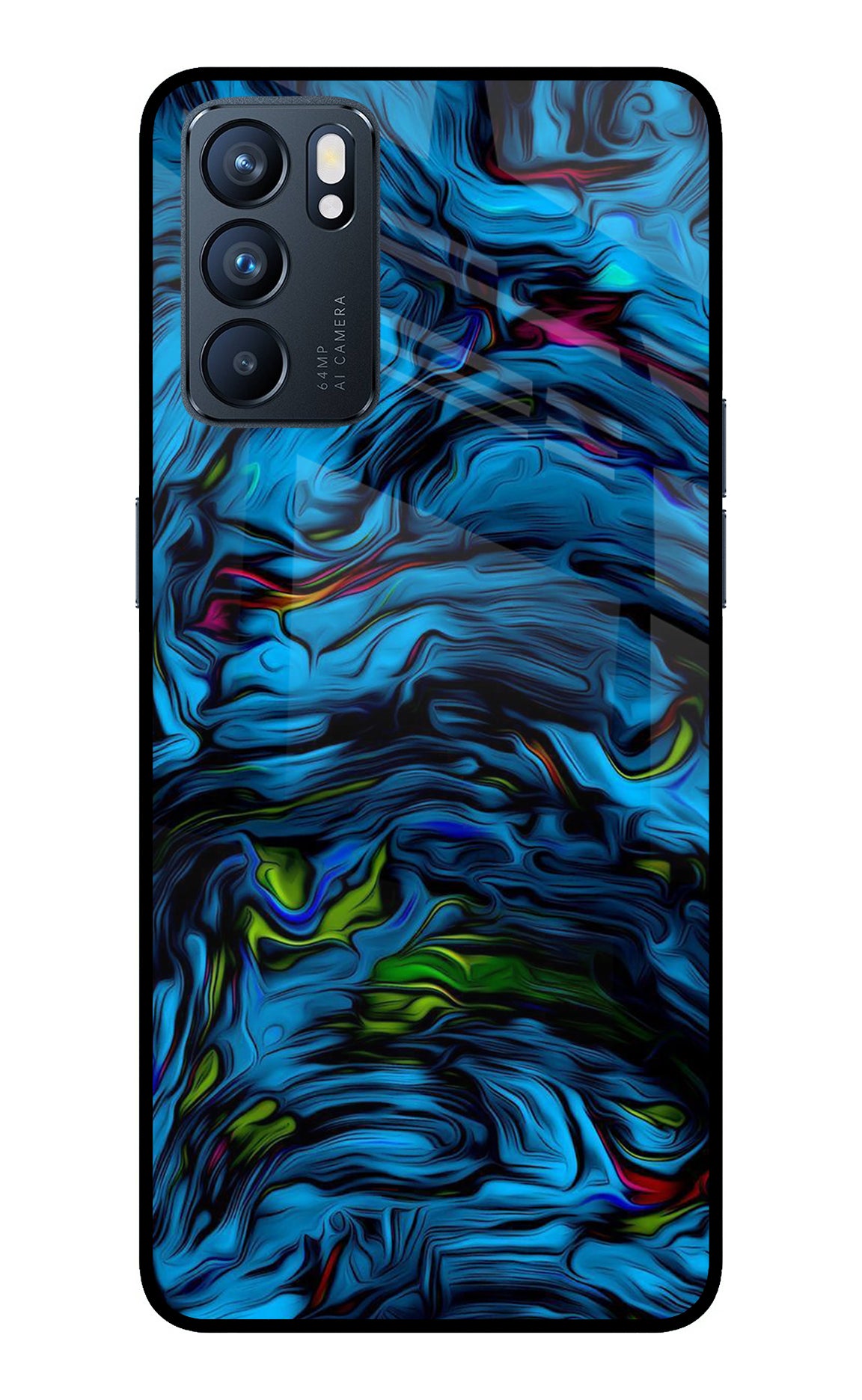 Dark Blue Abstract Oppo Reno6 5G Back Cover