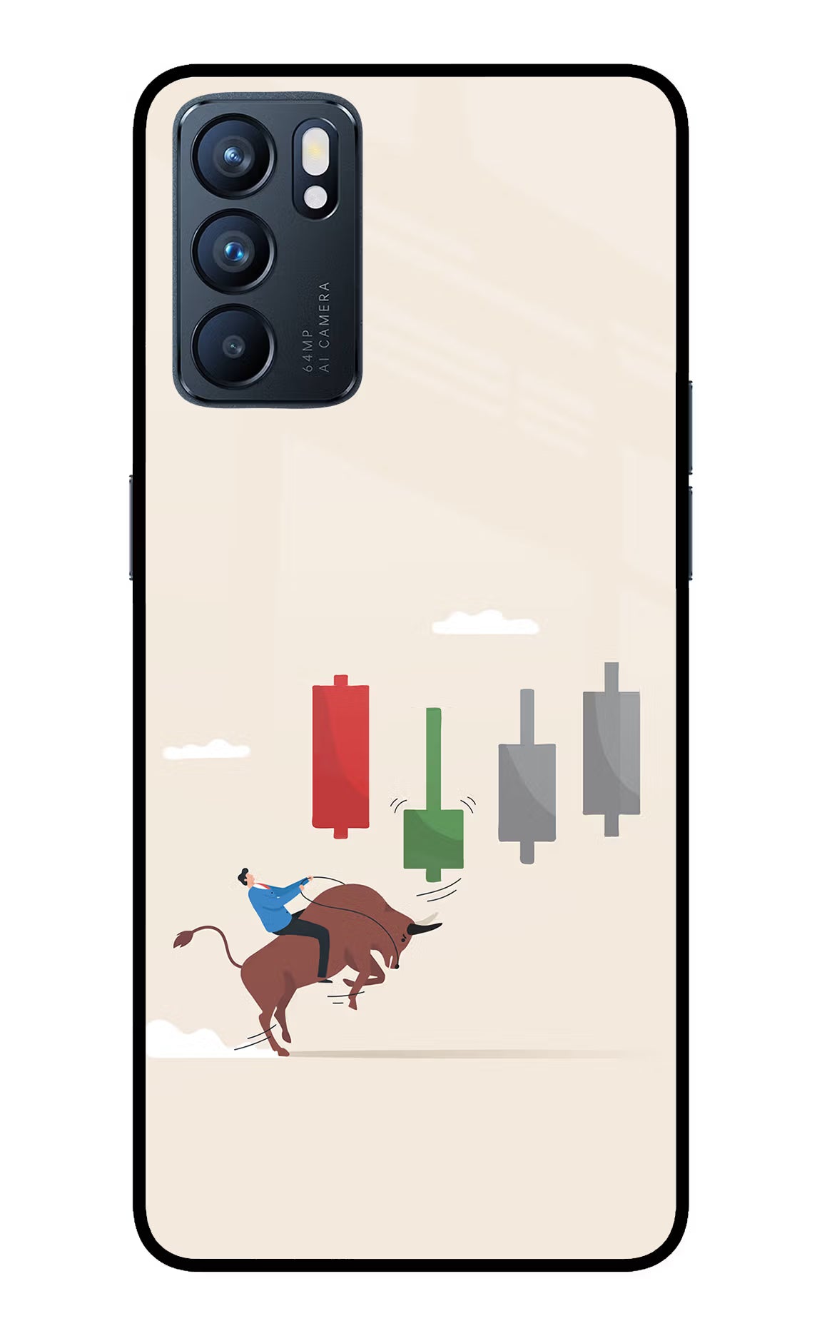 Bull Trading Momentum Oppo Reno6 5G Glass Case Back Cover by Casekaro