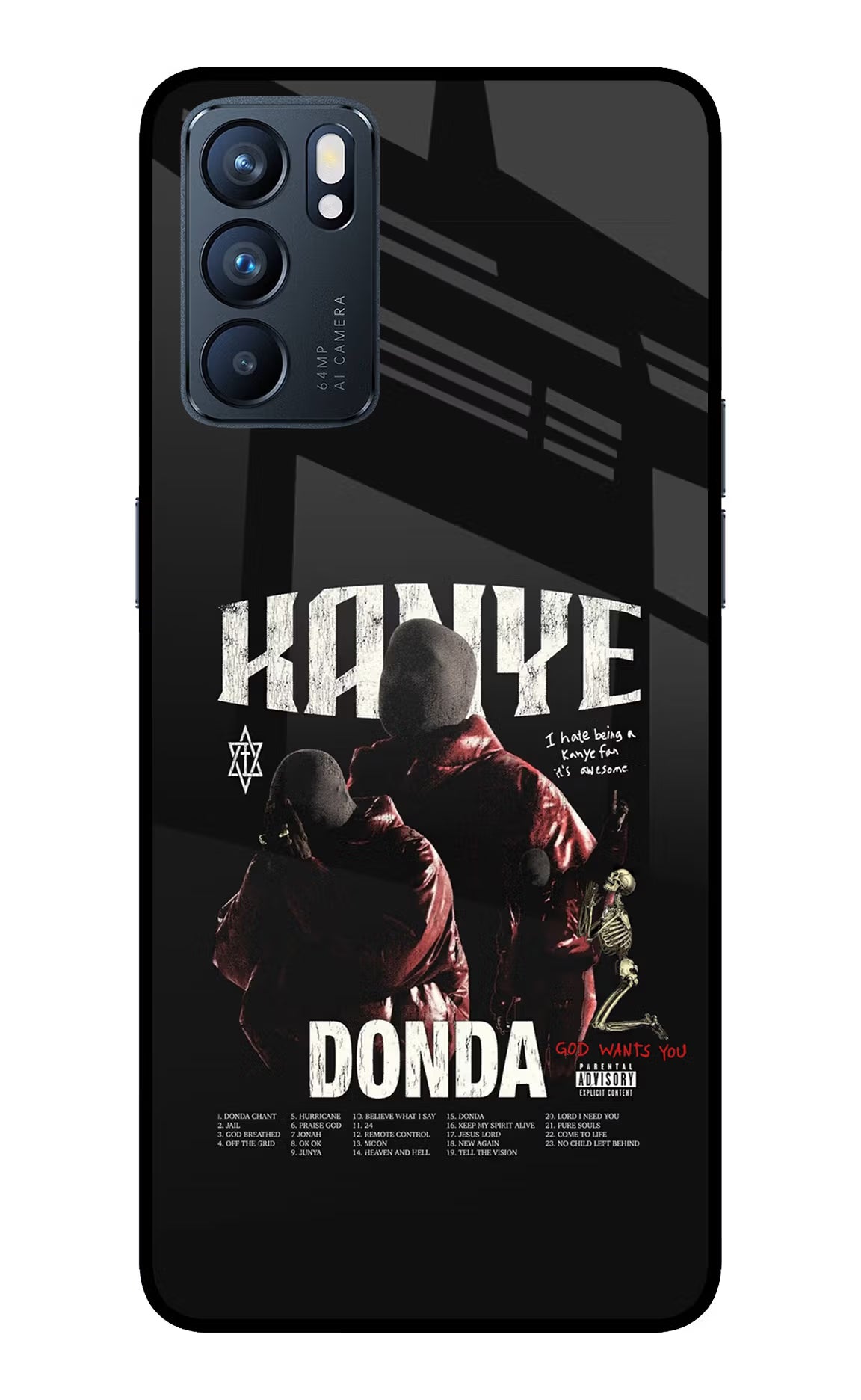 Donda Kanye West Oppo Reno6 5G Glass Case Back Cover by Casekaro