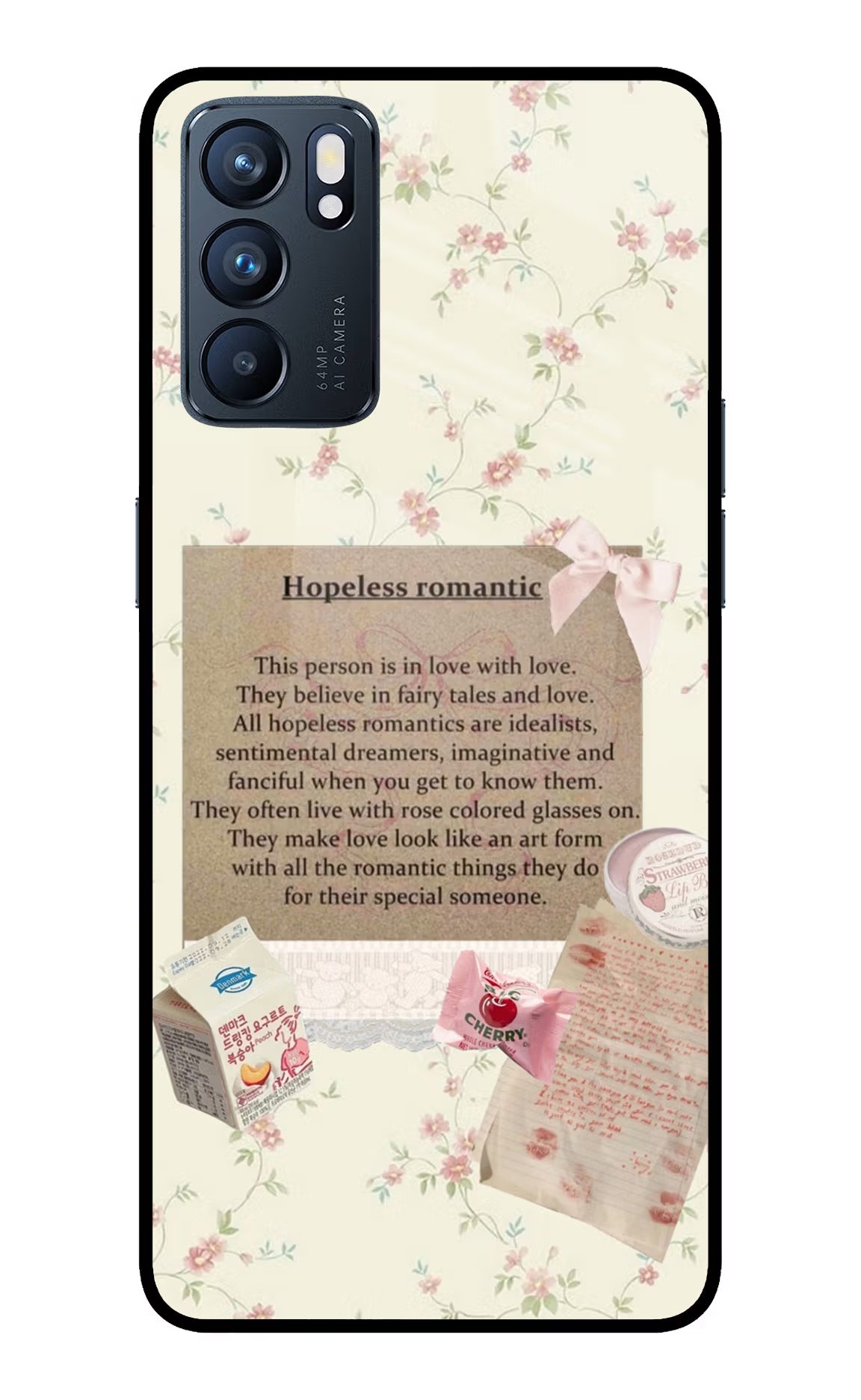 Hopeless Romantic Oppo Reno6 5G Glass Case Back Cover by Casekaro