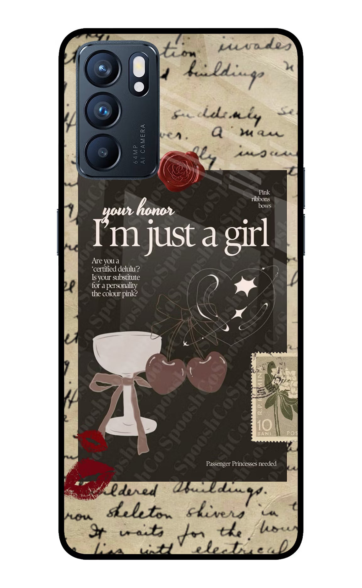 I am just a girl Oppo Reno6 5G Glass Case Back Cover by Casekaro