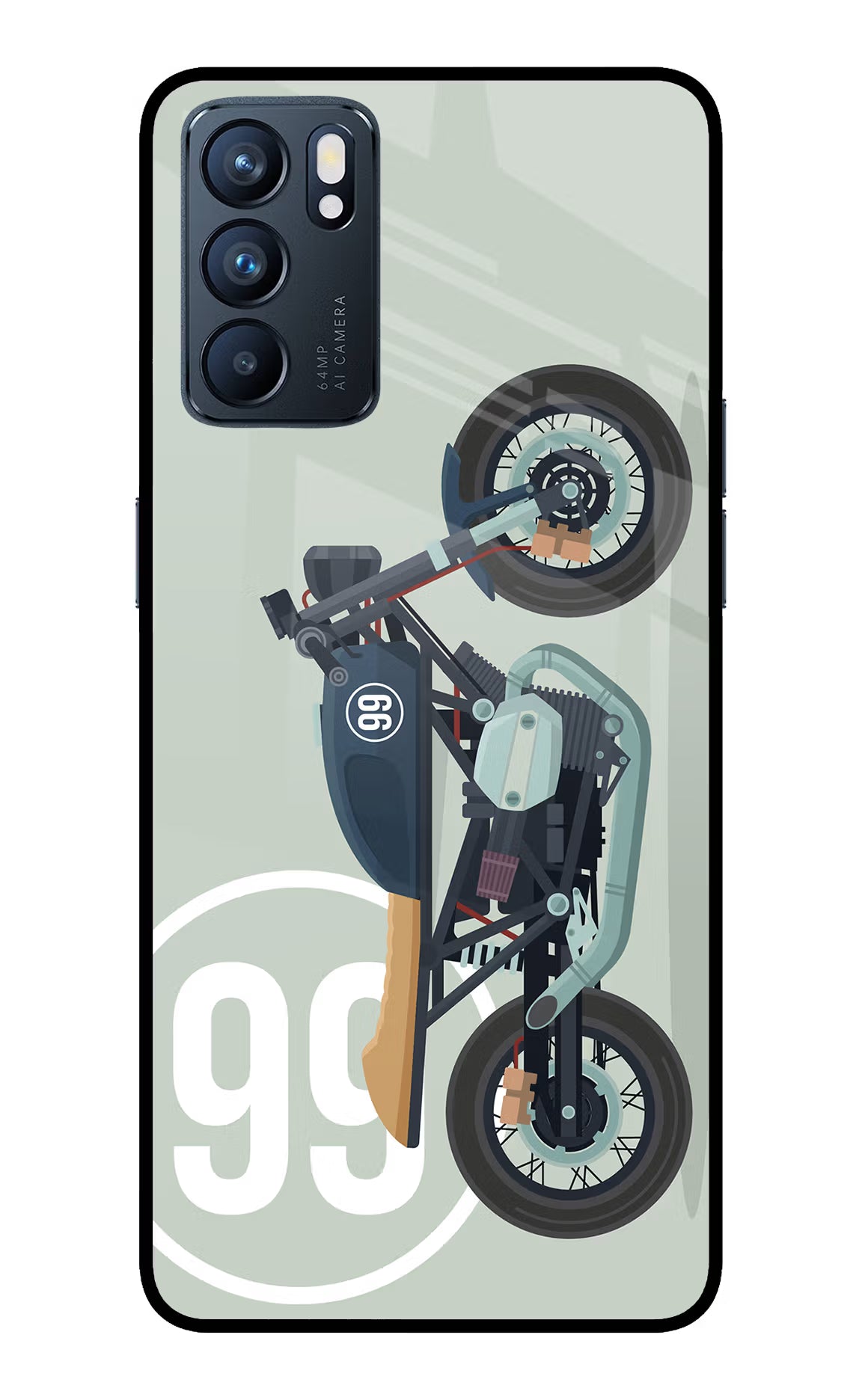 Classic Cafe Racer 99 Oppo Reno6 5G Glass Case Back Cover by Casekaro