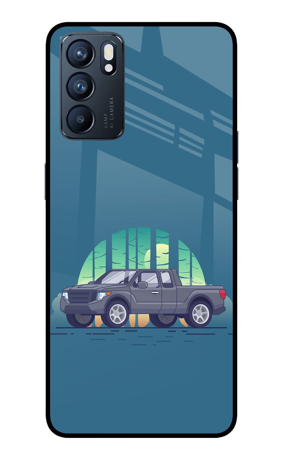 Retro Garage Vibe Oppo Reno6 5G Glass Case Back Cover by Casekaro