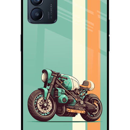 Striped Moto Drift Oppo Reno6 5G Glass Case Back Cover by Casekaro