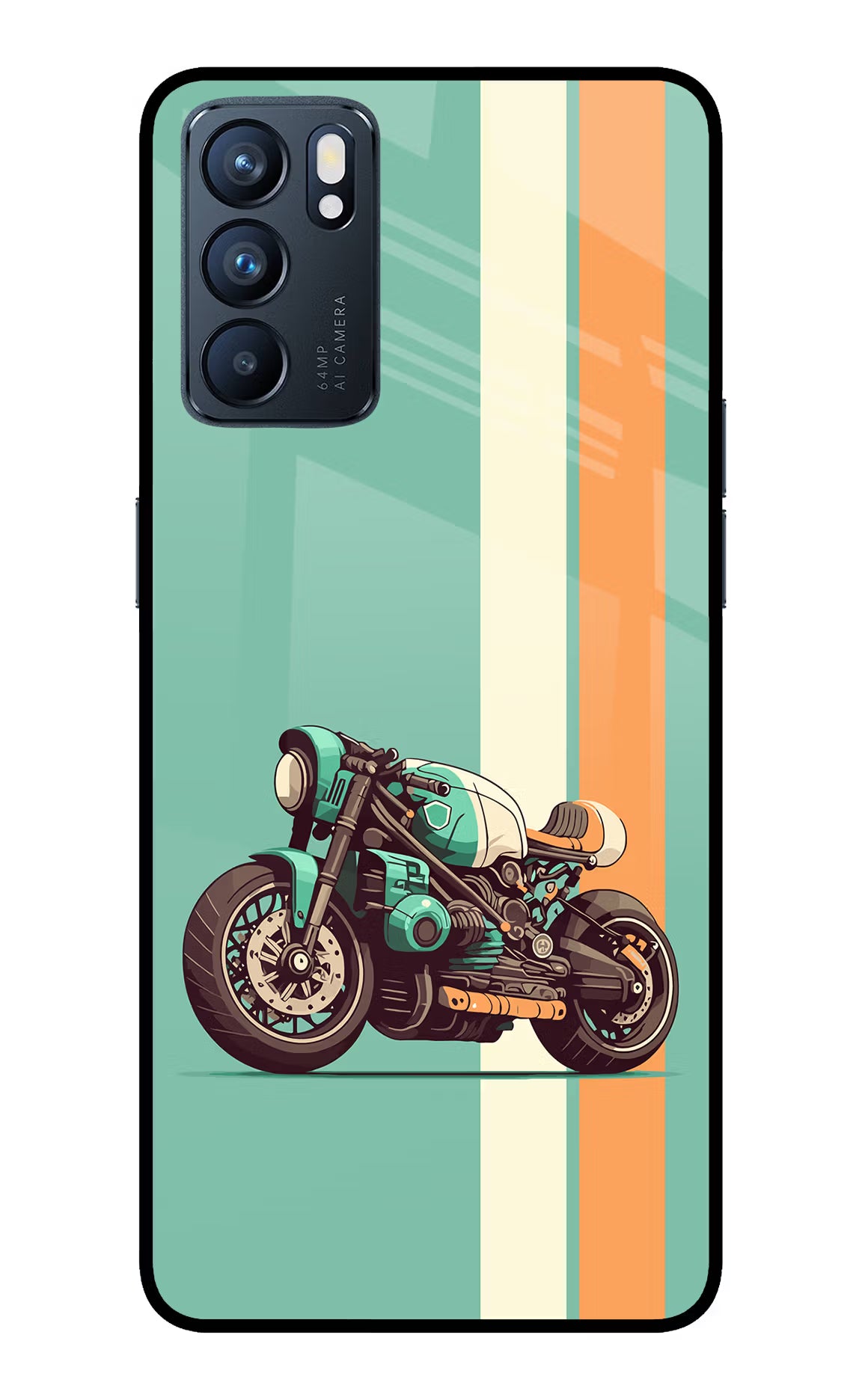 Striped Moto Drift Oppo Reno6 5G Glass Case Back Cover by Casekaro